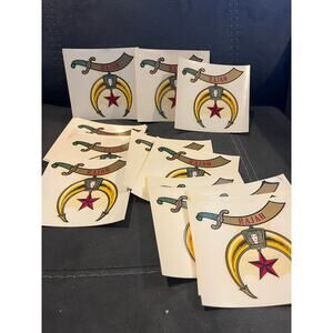 Vintage Shriners Transfer Decals Sword Crest Star-Rajah-NOS- Lot of 19